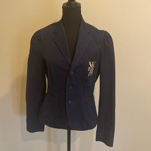 Ralph Lauren Rugby Navy Blue Cotton Blazer Sz8. Super cute! Preppy. Gently worn